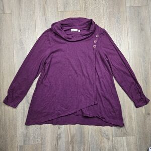 Habitat Purple Lagenlook Boho Artsy Creative Chic Long Sleeve Top, Size M